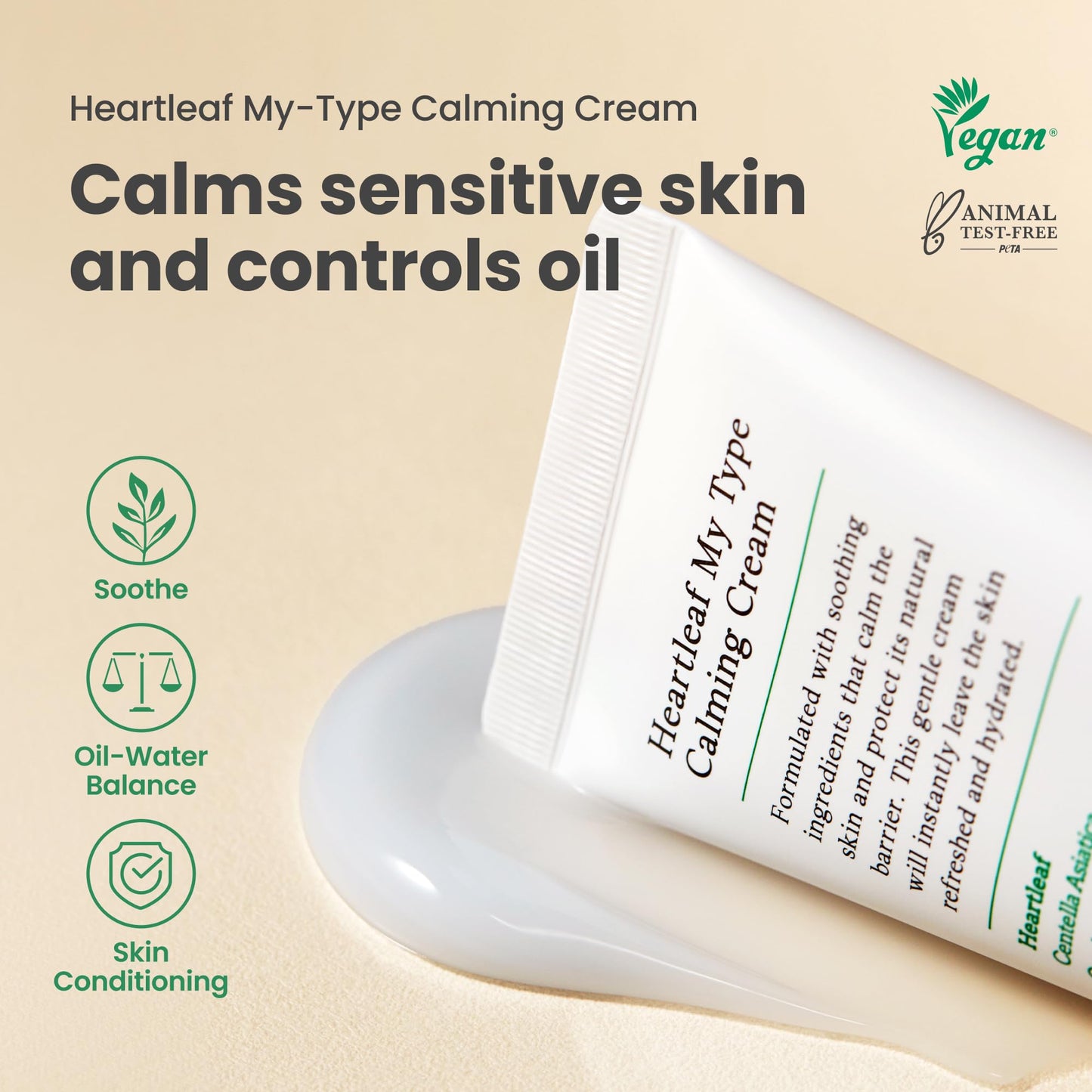 AXIS-Y Heartleaf My Type Calming Cream - Soothing, Redness Relief & Long Lasting Moisture Dewy Skin Daily Face Lotion - Vegan Korean Skin Care Moisturizer Face Cream - 2.02 fl. oz.