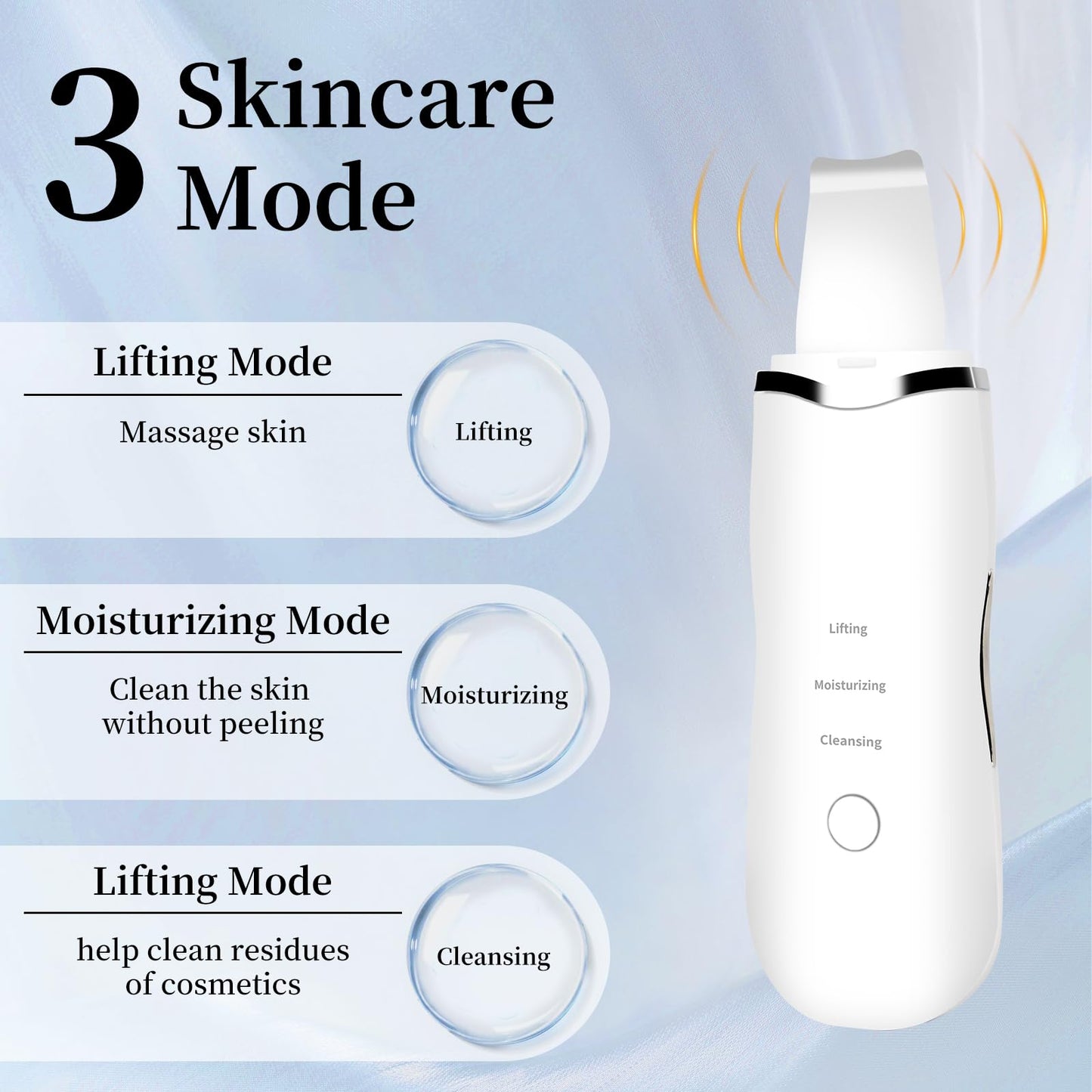 3 Mode Blackhead Remover Tools - Skin Scrubber Face Spatula Blackhead Remover for Deep Cleansing, Waterproof Rechargeable Facial Skincare Device (White)