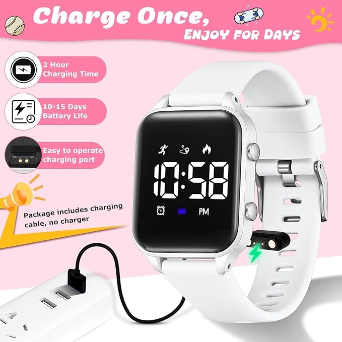 Kids Digital Watches for Boys Girls, Sports Watch with Fitness Tracker, Pedometer, Alarm Clocks, Stopwatch, No App Needed Waterproof Kids Watch, Gift for Teens Student Girls Boys Ages 5-14