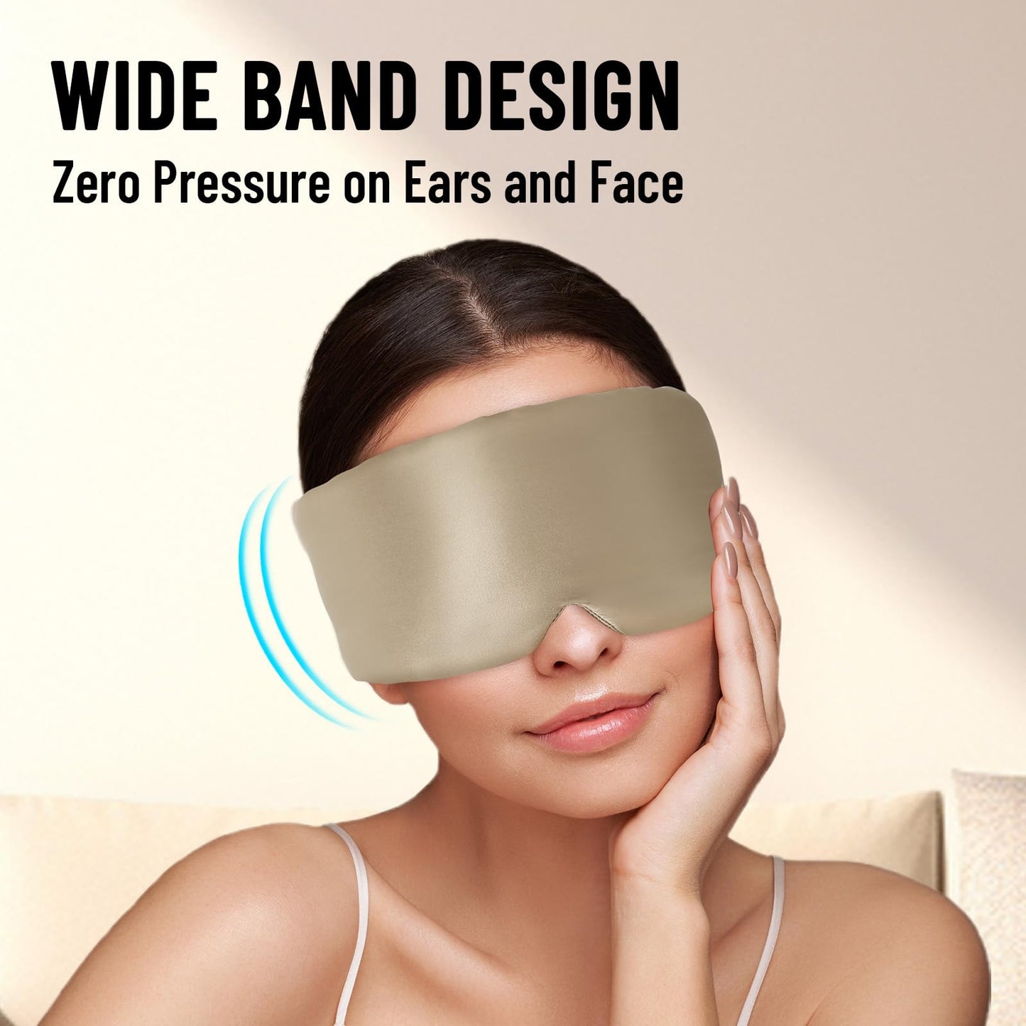 ATreebay 100% Mulberry Silk Sleep Mask, Large Eye Cover for Sleeping, Comfortable and Pressure-Free Sleeping Masks for Women Men, Completely Blackout (Taupe)