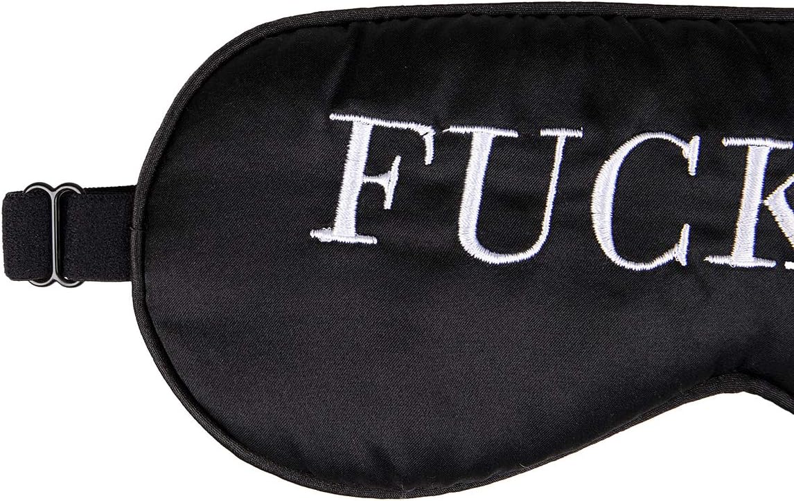 NMM Global 100% Mulberry Silk Sleep Mask Blackout, Cute Natural Sleeping Mask with Adjustable Elastic Strap, Satin Eye Cover for Men Women Adults (Fuck Off)