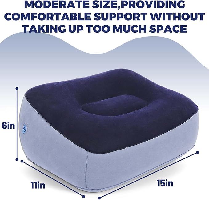 Inflatable Foot Rest Pillow for Air Travel, Airplane Foot Rest Pillow, Adjustable Height Leg Pillow Airplane Bed for Kids Toddler Suitable for Plane, Car, Train (Multicolor) 2count