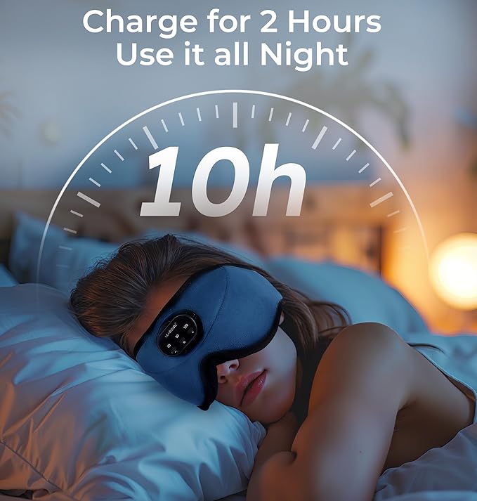 LC-dolida 5.4 Bluetooth Sleep Mask with White Noise,Sleep Headphones,Bluetooth Wireless Music Eye Mask, Ideal for Travel, Night Work, Side Sleeping and Office Use for Both Men and Women(Dusty Cyan)