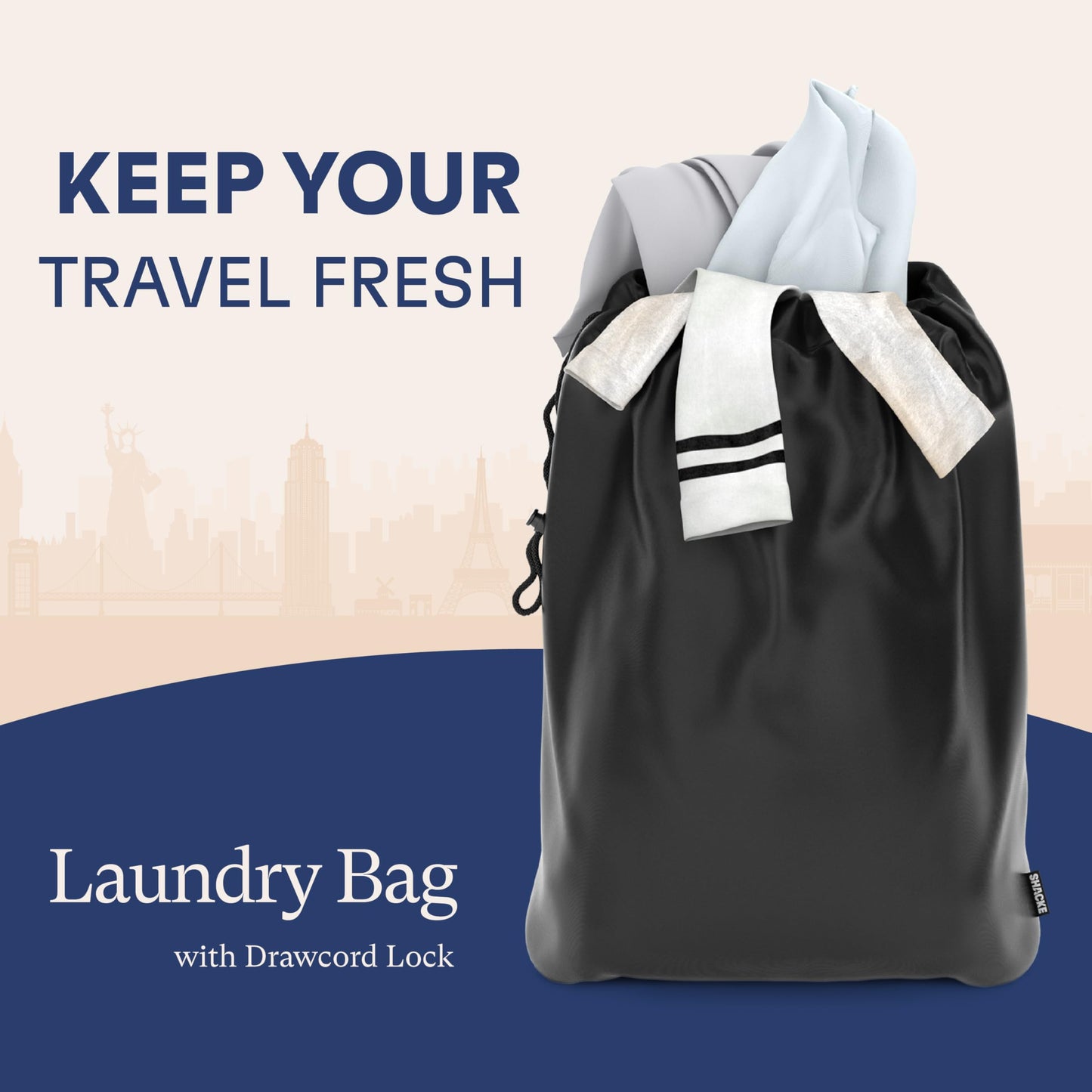 Shacke Premium 5 Packing Cubes Set - Lightweight Mesh Travel Luggage Organizers with Laundry Bag, 5-Piece Suitcase Storage System (Gentlemen's Blue)