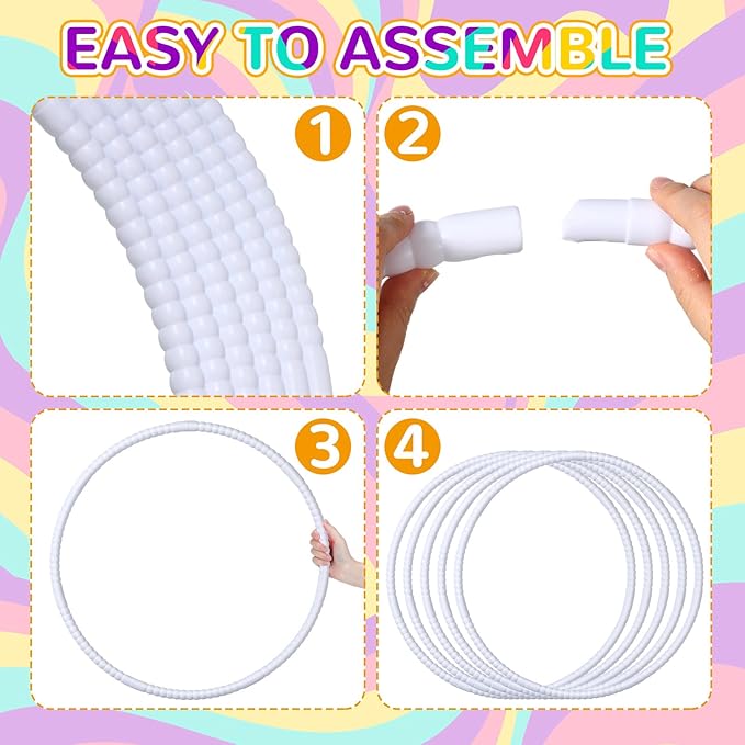 2 Pcs Toy Hoop Exercise Hoop Detachable Adjustable Plastic Toy Ring Playground Equipment for School Colored Circles Exercise Ring for Teens Dog Agility Equipment(White,23 Inch)
