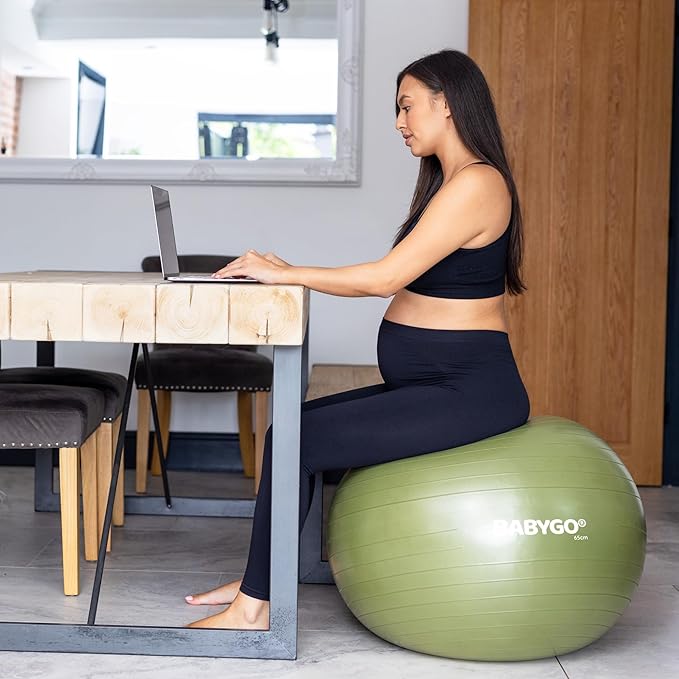 BABYGO Birthing Ball - Pregnancy Yoga Labor & Exercise Ball & Book Set Trimester Targeting, Maternity Physio, Birth & Recovery Plan Included Anti Burst Eco Friendly