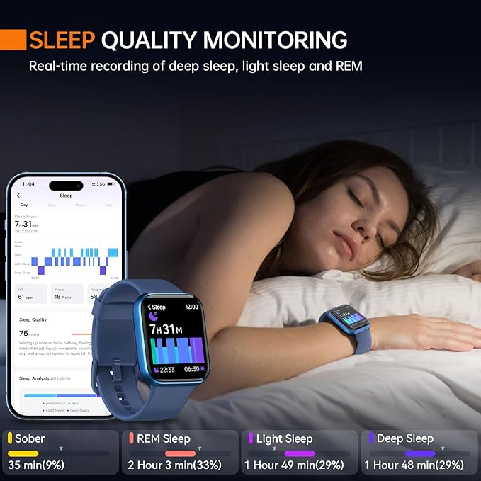 aeac Smart Watch Fitness Watch for Men Women, Alexa Built-in & Stable Bluetooth Call, with Heart Rate/SpO2/Sleep Monitor, 100 Sports, IP68 Waterproof Smartwatches for iOS Android