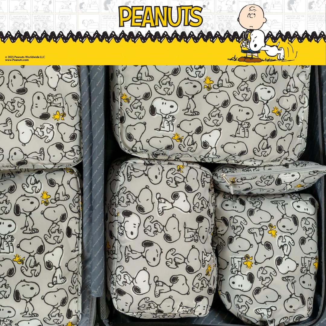 Peanuts Snoopy Beauty 7 Piece Soft Storage Organization Packing Cubes Travel Set (Officially Licensed Product) By Franco Collectibles