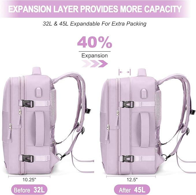 Carry-On Backpack, 42L Airline Approved Gym Backpack for Men & Women, Waterproof, Business & Laptop Daypack, Casual Hiking Pack