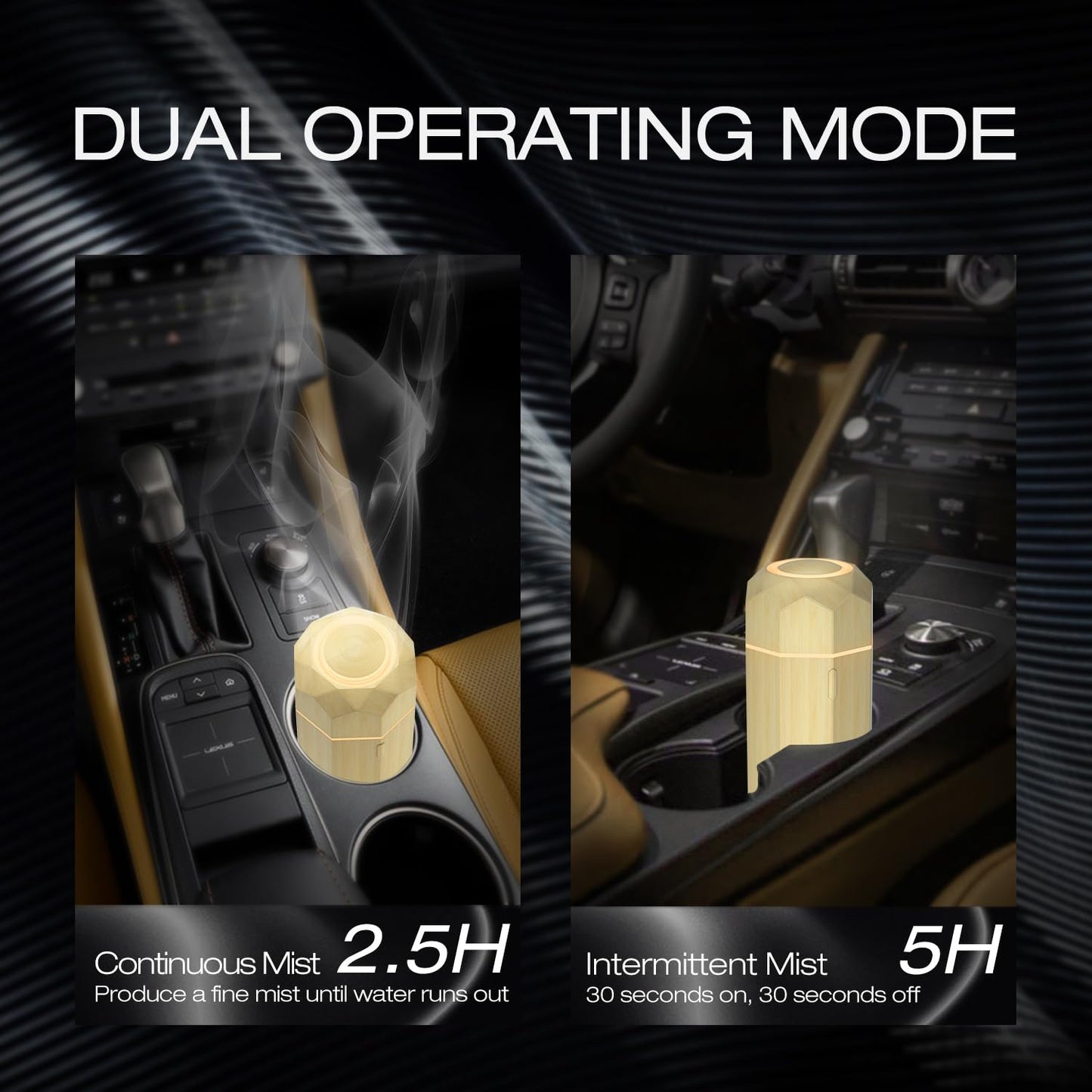 SALKING Car Diffuser, Car Air Fresheners, USB Aromatherapy Diffuser for Essential Oils, Portable Diffuser Humidifier for Car, Cool Mist Mini Diffuser with Adjustable Mist Mode, for Home Office Bedroom