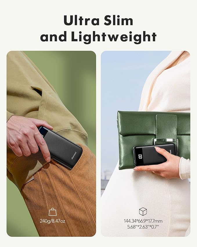 2 Packs Portable Chargers with Built in Cables, 2PCS Slim 10000mAh Travel Essentials Battery Pack 6 Outputs 3A Power Banks for iPhone Samsung Pixel LG Moto iPad