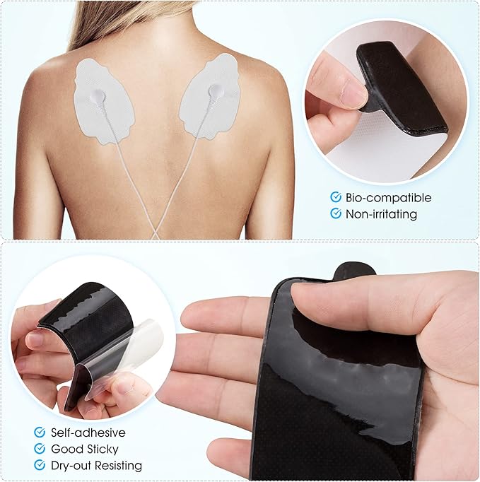 20 Pieces TENS Unit Replacement Pads - Universal 3.5mm Snap-on TENS Electrode Pads High Conductivity, Reusable Electrodes Pads for TENS Massager and Muscle Stimulation