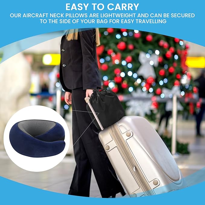 Neck Pillow, Travel Pillow uses Memory Foam to Support Neck Comfort, Ideal Companion for Airplane and car Travel, Compact, Convenient, and Versatile Airplane Sleep Pillow(Dark Blue)