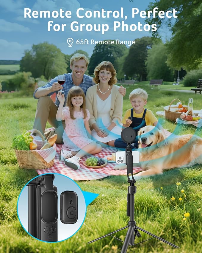 acer Auto Face Tracking Tripod for iPhone/Cell Phone/Android/Camera with Light and Remote, 64", No App, 360°Rotating Tripod Selfie Stick for Tiktok YouTube Vlog Live Streaming Video Recording