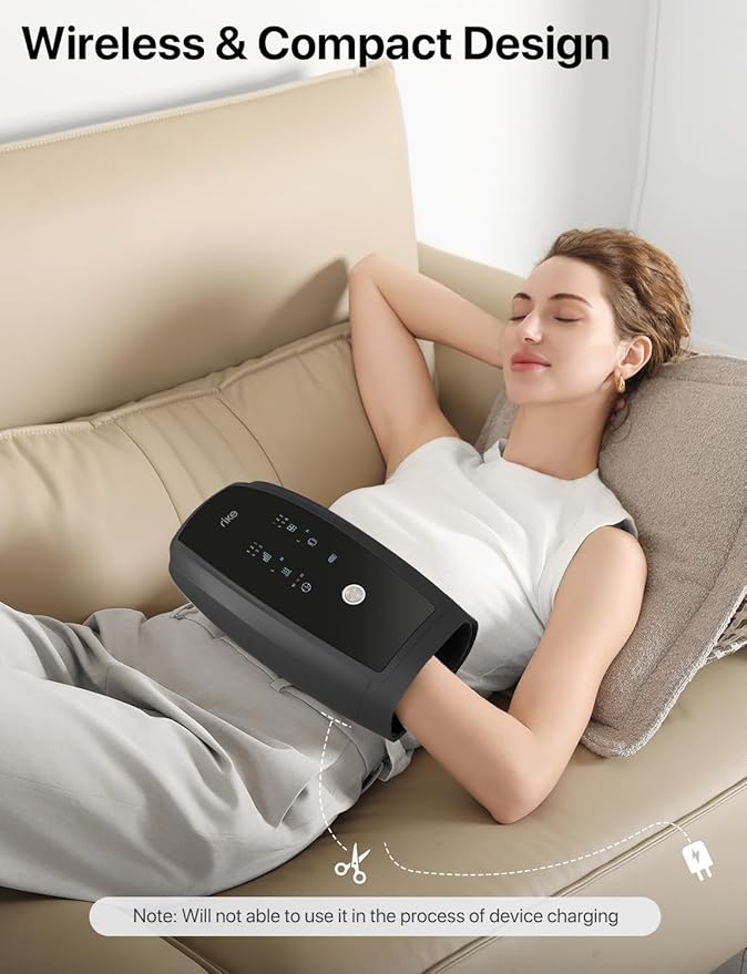 RIKE Hand Massager, 6 Modes 6 Intensities Hand Massager with Heat and Compression Arthritis and Carpal Tunnel, Birthday Gifts for Women Men (Black)