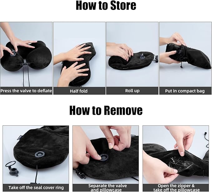 urophylla Inflatable Travel Neck Pillow for Airplanes, Super Soft Velvet Neck Support, Adjustable Firmness, Blow Up Plane Pillow for Long Flights, Road Trips, Travel Essentials with Eye Mask, Earplug