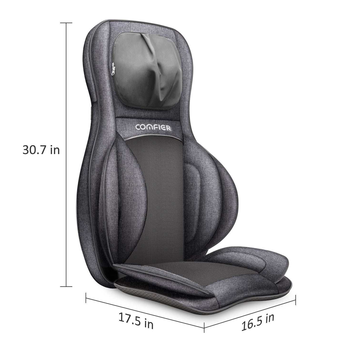 COMFIER Neck Back Massager with Heat, Compression 2D/3D Shiatsu Massager Chair Pad, Multiple Settings Massage Seat for Full Body Office Home Use