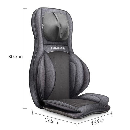 COMFIER Neck Back Massager with Heat, Compression 2D/3D Shiatsu Massager Chair Pad, Multiple Settings Massage Seat for Full Body Office Home Use