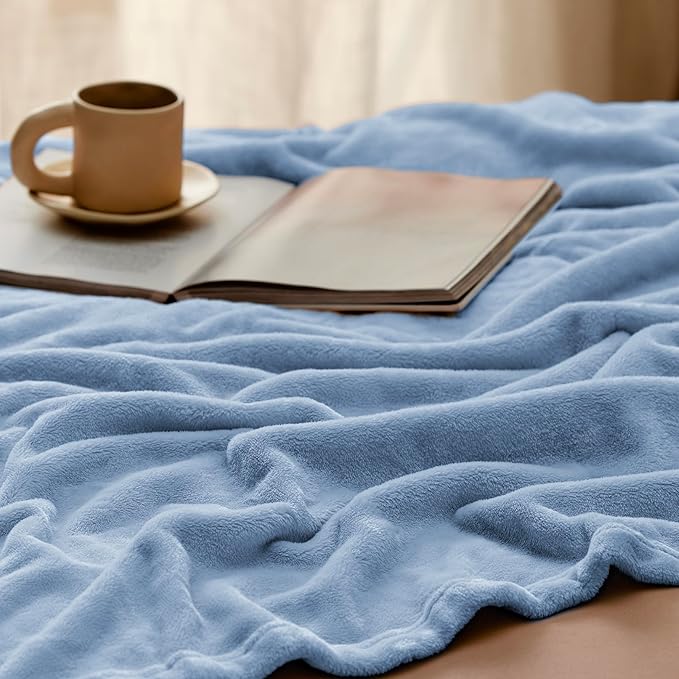 Bedsure GentleSoft Twin XL Fleece Blanket Dorm Bedding - Lightweight Soft Cozy Blankets for Bed, Sofa, Couch, Travel, Camping, Light Blue, 66"x90"