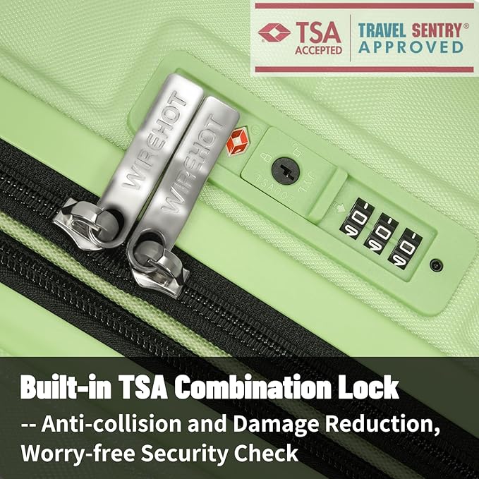 5-Piece Lightweight Luggage with Backpack Sets, ABS+PC Hard Shell Suitcase with TSA Lock & YKK Zipper (Avocado Green, 20in/24in/28in/BP/TB)