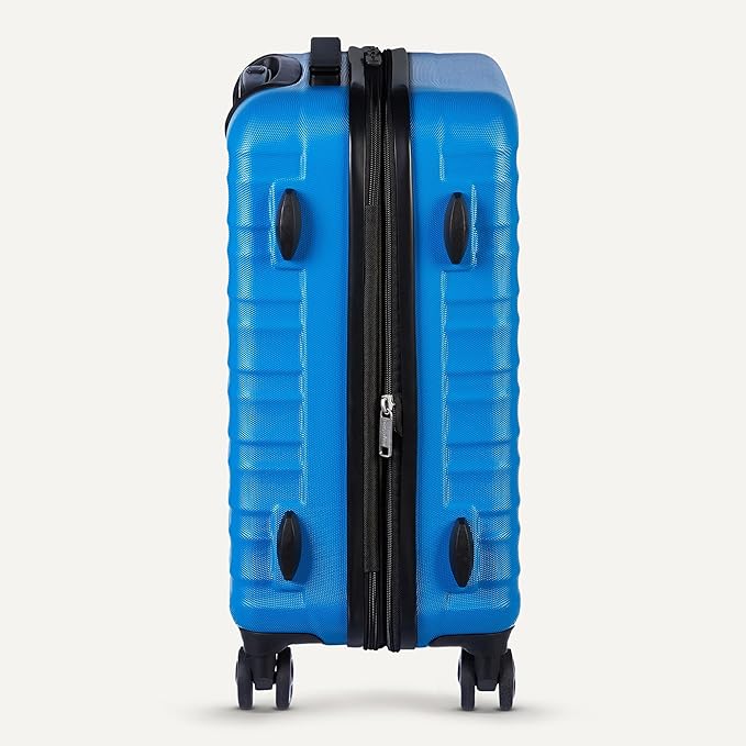 Amazon Basics 21" Hardside Carry-On Luggage, Hardshell Suitcase With Wheels, Expandable For Up to 25% More Space, With Scratch-Resistant Surface, Four Multi-directional Wheels, Light Blue