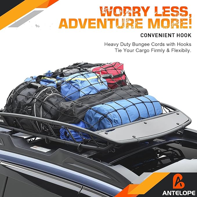 A ANTELOPE 36" Bungee Cords with Hooks, Pack of 8 Premium Heavy Duty Rubber with Strong Elastic Cords for Outdoor Tent, Luggage Rack, Camping, Cargo, RV, Bicycle, Transportation (Blue)