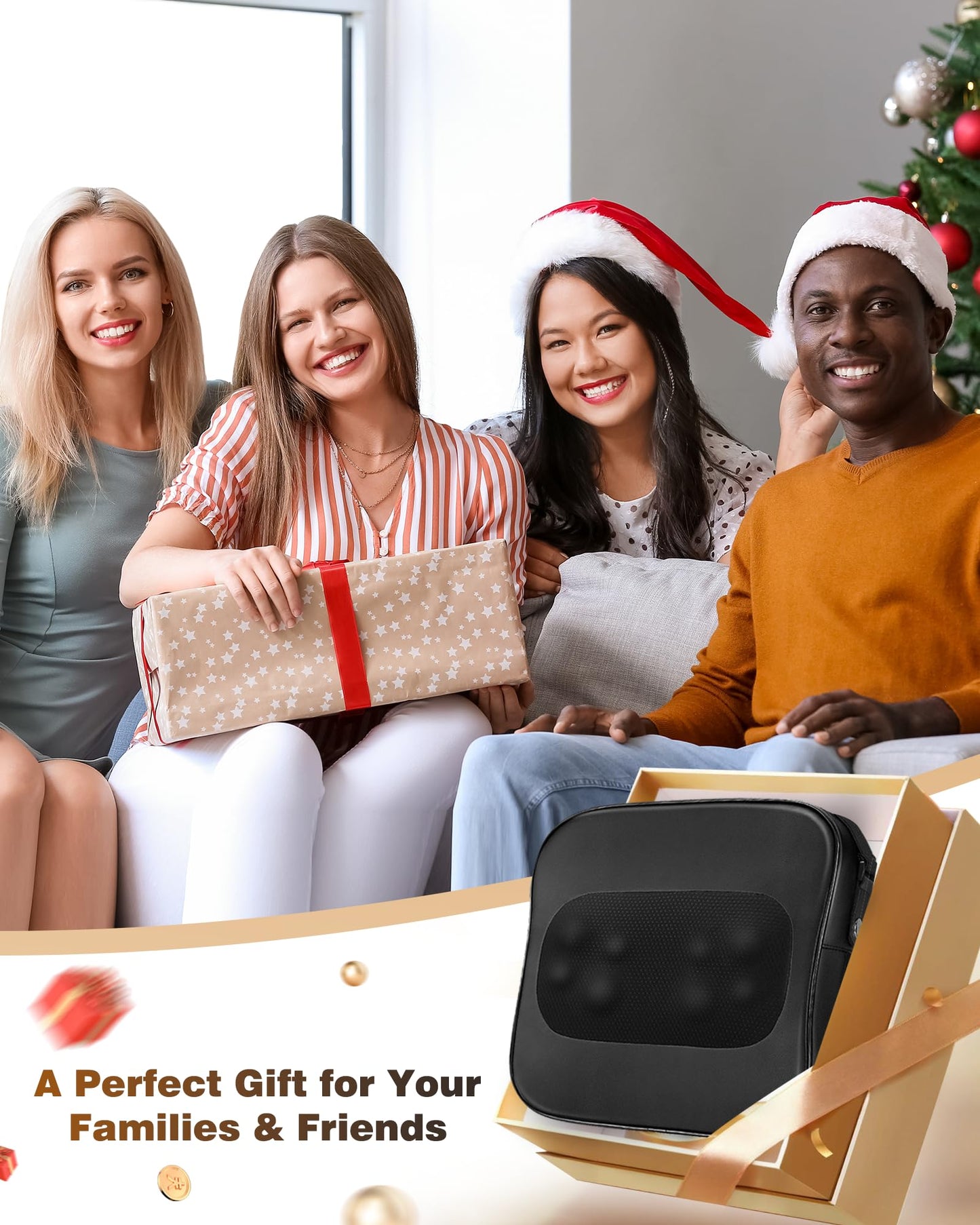 Back Massager with Heat-Shiatsu Neck Massagers Deep Tissue Kneading Massage Pillow for Lower Back Leg Shoulder-Lumbar Support Pillow for Office Chair, Gifts for Mom Dad Women Men