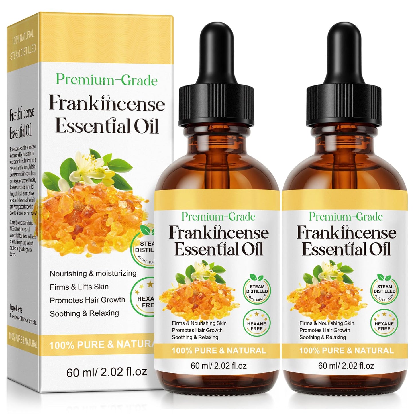2 Pack Frankincense Resin Oil for Face, Reduces Fine Lines & Wrinkles, Soothes Irritated Skin, Face Anti-Aging Anti-Wrinkles Hydrates Frankincense Essential Oil for Wrinkle