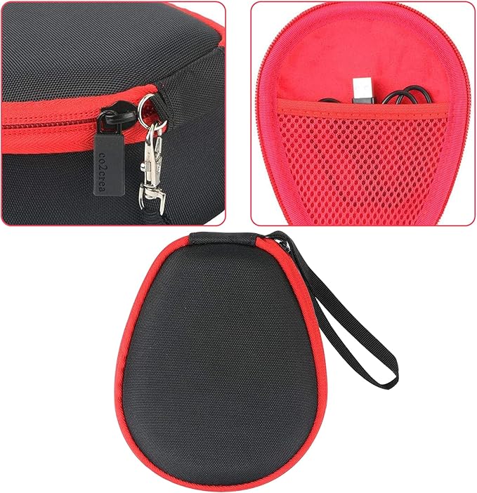 co2CREA Hard Case for SHOKZ New OpenRun Pro 2/1, OpenRun, OpenMove, OpenSwim Pro, OpenSwim, Compatible with All SHOKZ Open-Ear Bone Conduction Sport Headphones, Black Case + Inside Red