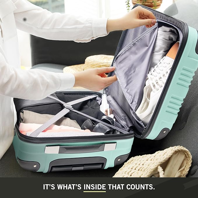 Kenneth Cole REACTION Bounds Lightweight Hardshell 4-Wheel Spinner Luggage, Mint Blue, 20-Inch Carry On