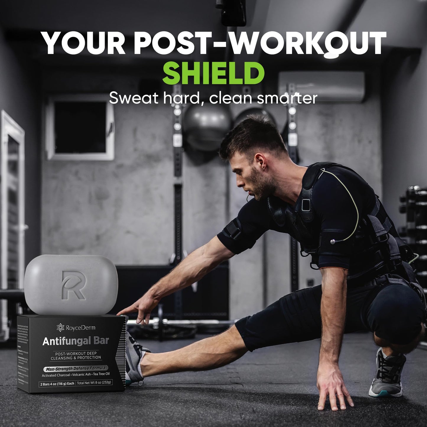 Roycederm Antifungal Soap for Active Skin – Medicated Bar for Athlete’s Foot, Jock Itch, Ringworm with Tea Tree Oil, Charcoal & Volcanic Ash