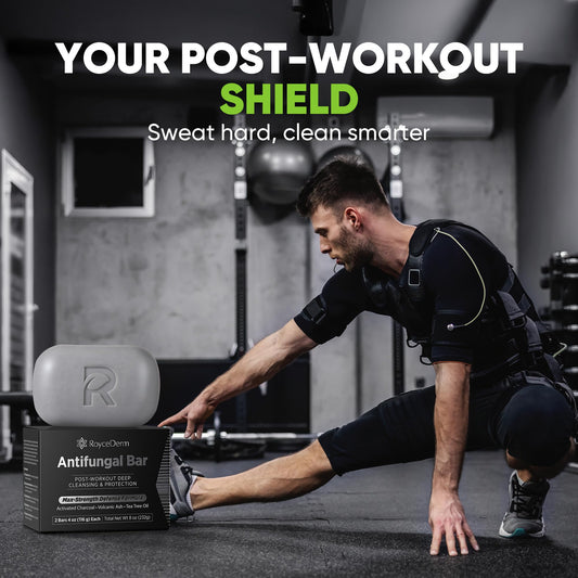 Roycederm Antifungal Soap for Active Skin – Medicated Bar for Athlete’s Foot, Jock Itch, Ringworm with Tea Tree Oil, Charcoal & Volcanic Ash