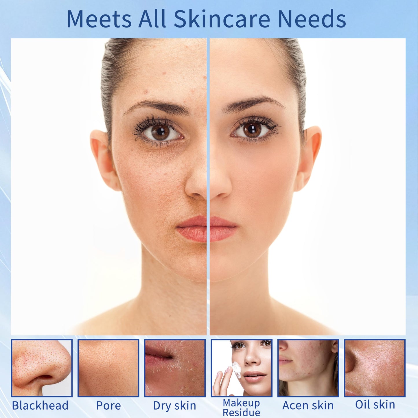 JURP Waterproof Rechargeable Facial Cleansing Brush - Cleans, Exfoliates, Massages for All, Blue Electric Face Scrubber (Blue)