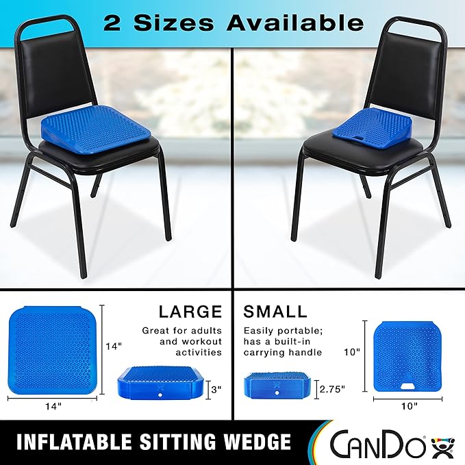 CanDo Sitting Wedge Active Seat Wobble Cushion for Posture, Back Pain, Restlessness, Stress Relief and Anxiety, Child Size, 10" x 10"