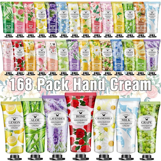 168 Pack Hand Cream Set For Women, Hand Lotion for Bridal Shower Favors, Bridesmaid Gifts, Thank You Gifts, Birthday Gifts, Employee Appreciation Gifts, Hand Lotion Travel Size for Dry Cracked Hands