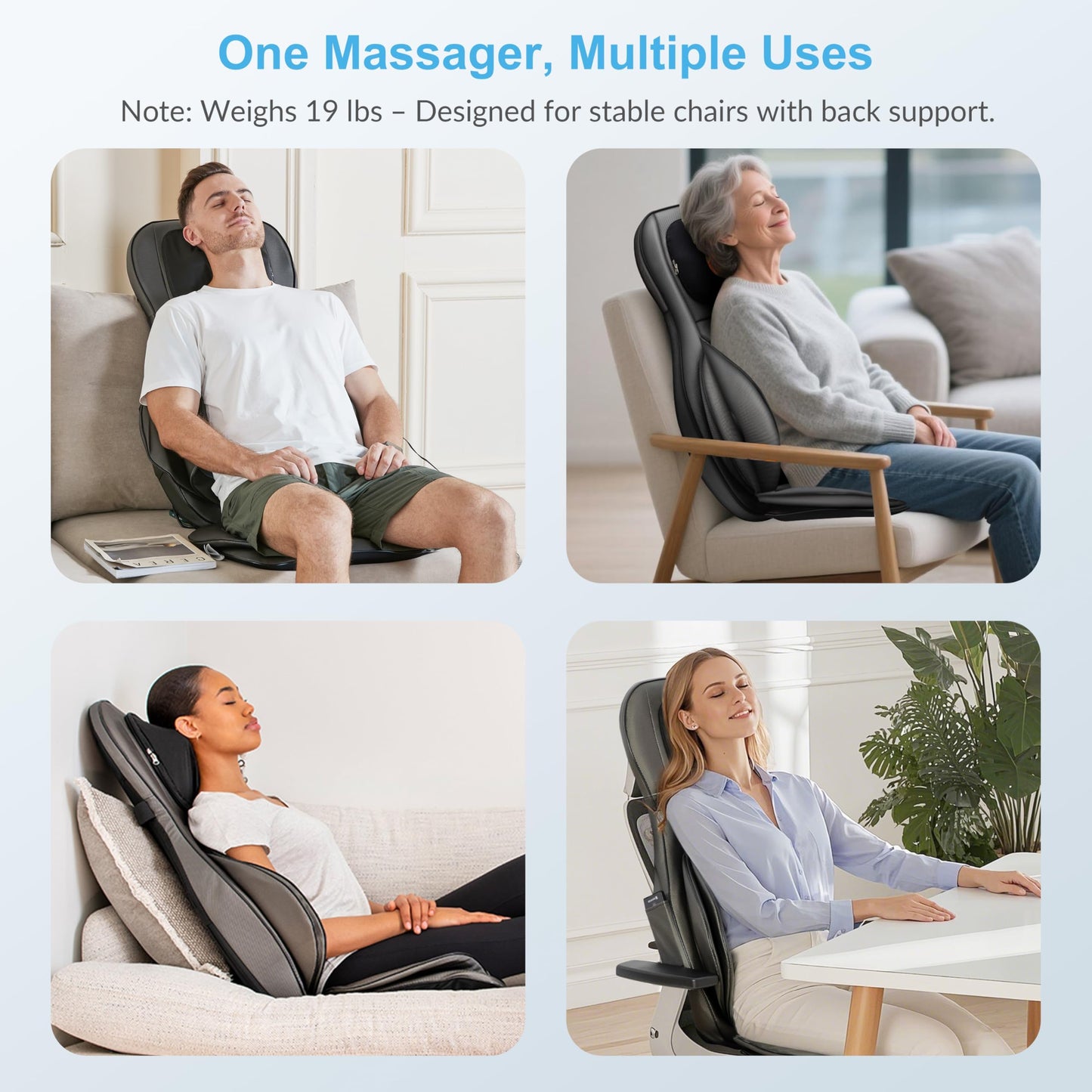 COMFIER Shiatsu Neck Back Massager with Heat, 2D ro 3D Kneading Massage Chair Pad, Adjustable Neck Massage,Seat Massager for Full Body Relaxation, Christmas Gifts for Dad Mom Women Men,Dark Gray