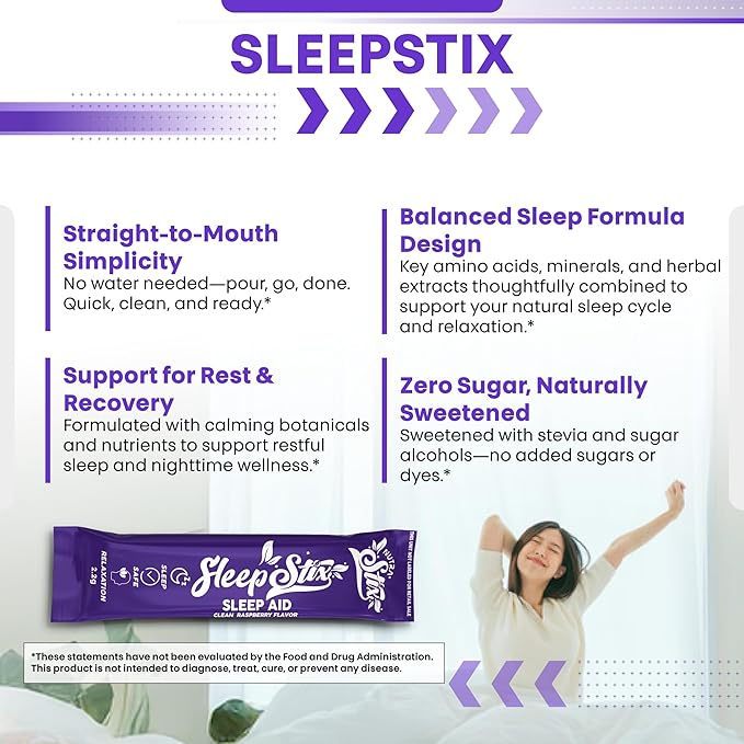 Sleep Aid Melatonin Powder Tryptophan Glycine Valerian Root Magnesium For Sleep Lemon Balm L Theanine Magnesium Glycinate Zinc Sleep Aid Myo Inositol GABACalm B6 5 HTP Stress Relief 20 Stix