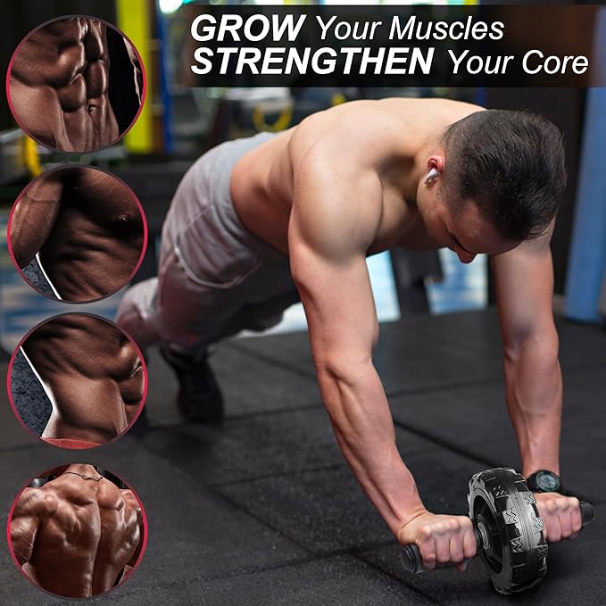 Ab Roller Wheel, Ab Workout Equipment for Difficult Abdominal & Core Strength Training, 880 lbs Weight Capacity No Noise Ab Wheel Exercise Equipment for Home Gym Core Workout, Ab Wheel Roll