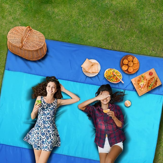Beach Mat Sand Free Waterproof Oversized Beach Blanket Sandproof 1-8 Adults Picnic Mat Perfect Outdoor Companion for Travel, Camping, Hiking Quick Drying, Lightweight (79" X 108" (1-5 Person))
