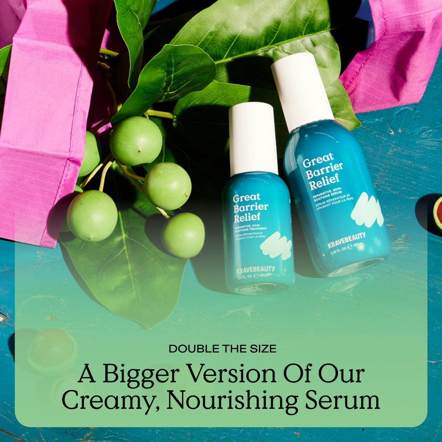 KraveBeauty Jumbo Great Barrier Relief, Soothing Skin Barrier Repair Serum, Contains Tamanu Oil to Soothe and Calm Redness, For All Skin Types, Vegan & Cruelty Free, 3.38 fl oz