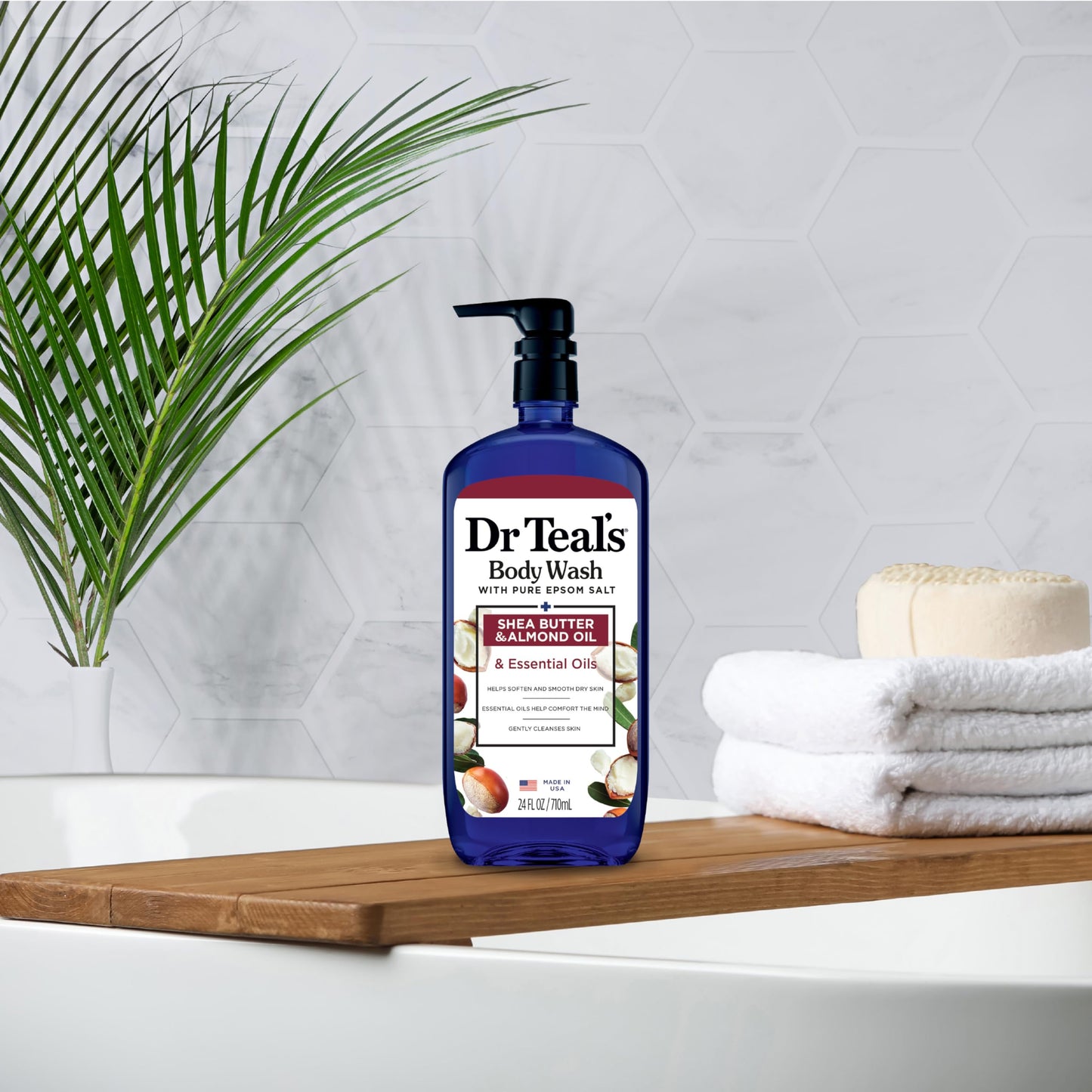 Dr Teal's Body Wash with Pure Epsom Salt, with Shea Butter & Almond Oil, 24 fl oz (Pack of 4)