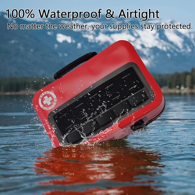 Best Survivor Waterproof First Aid Kits -348 Piece Comprehensive Trauma Kit, Emergency Medical Kit for Marine, Outdoor, Camping, Hurricanes, Boating and Car -with Labeled Compartments for Easy Access