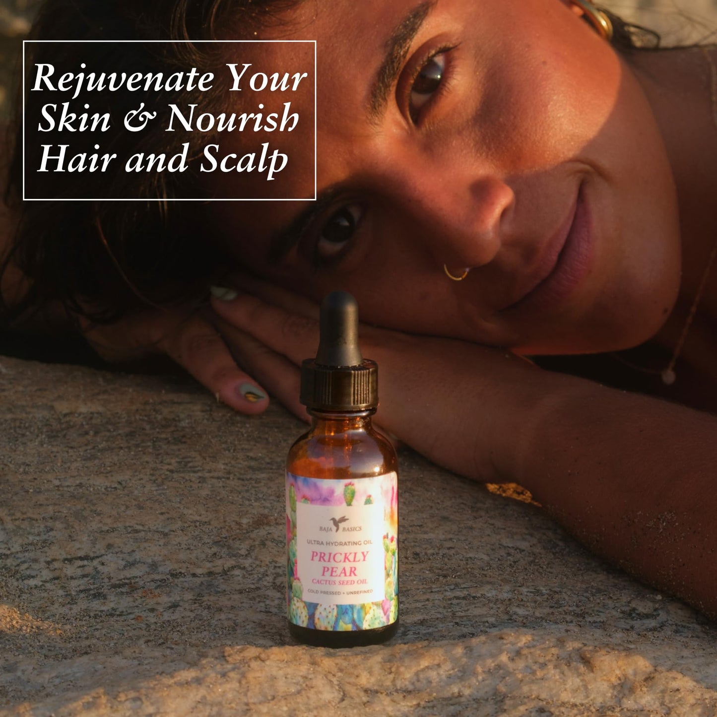 Baja Basics Prickly Pear Seed Oil Cold Pressed, Pure, Unrefined Moisturizer for Skin, Face, Body, Nails and Hair - Multi-Purpose Beauty Product For Men and Women - 1 oz Bottle