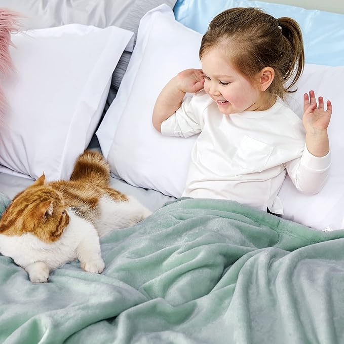 Bedsure GentleSoft Bedding Fleece Blanket for Girls and Boys - Soft Cozy Cute Small Throw Blankets for Travel, 43x55 Inches, Sage Green