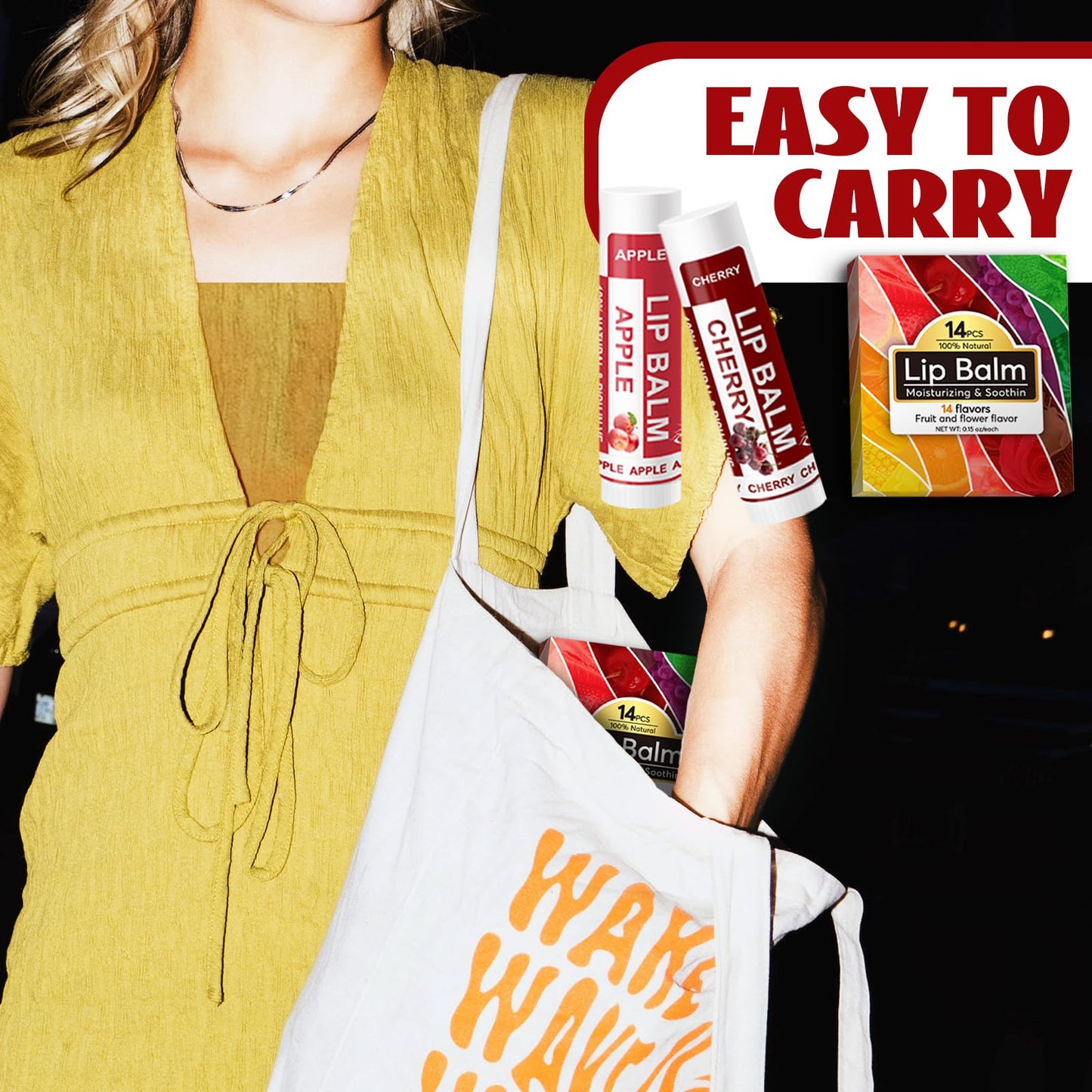 Yopela 14 Pack Natural Lip Balm in Bulk with Vitamin E and Coconut Oil - Moisturizing, Soothing, and Repairing Dry and Chapped Lips Valentine's Gift - 14 Flavors - Non-GMO - With Greeting Card