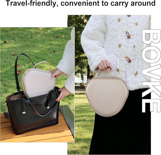 BOVKE Hard Carrying Case with Sleep Mode for Apple AirPods Max Wireless Over-Ear Headphones, AirPods Max Protective Portable Storage Bag with Mesh Pocket for Headphone Accessories, Starlight