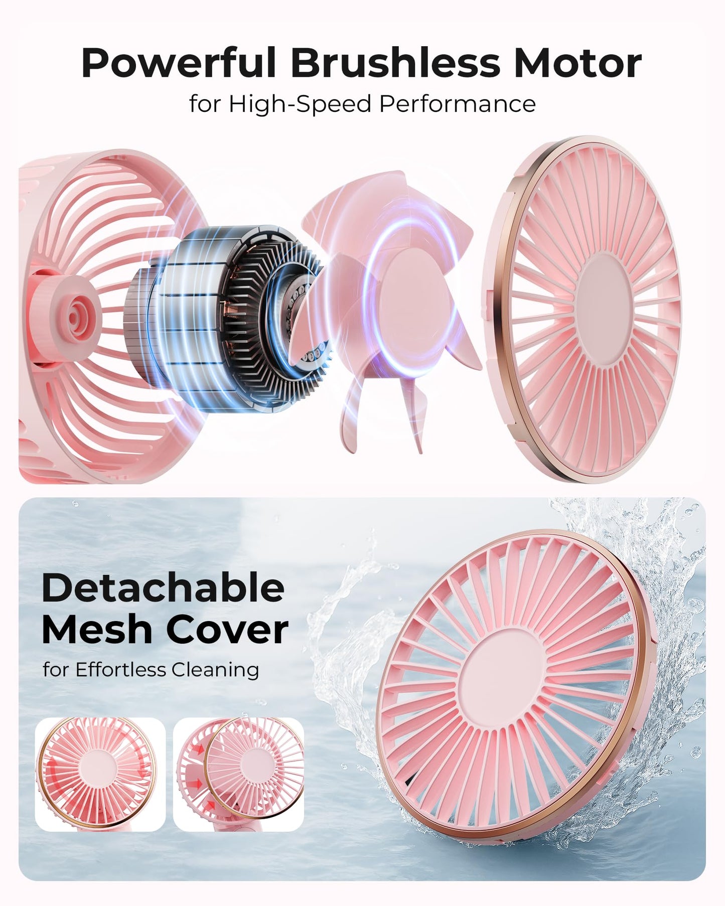 TUNISE Portable Handheld Fan, 4000mAh, 180 Adjustable, 6 Speed Wind, USB Rechargeable Foldable Fan with Real-Time Display