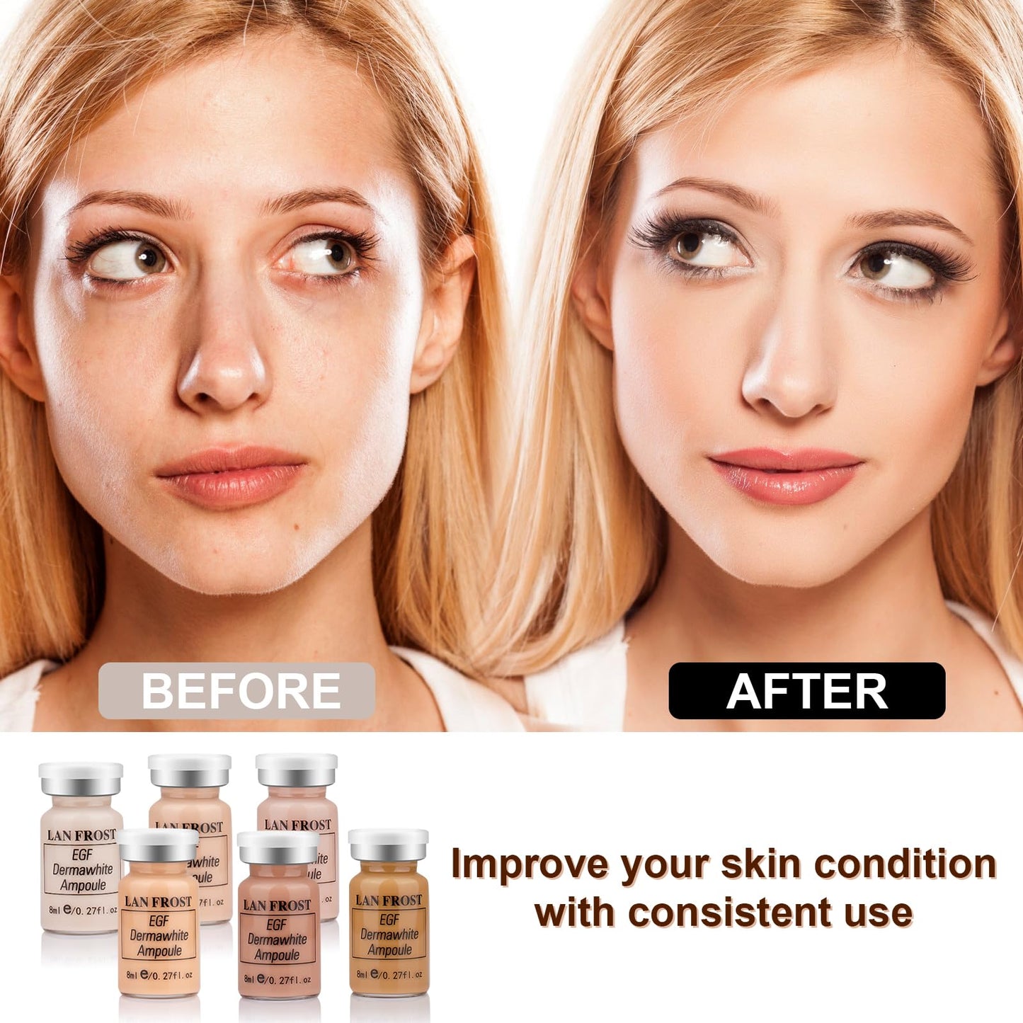 BB Facial Glow Starter Kit Hydration Serum Foundation Skincare Mix 0.27oz Hydration Ampoule and Essence Foundation 12 Vials Glow Pigment Skincare Kit (Multicolor)