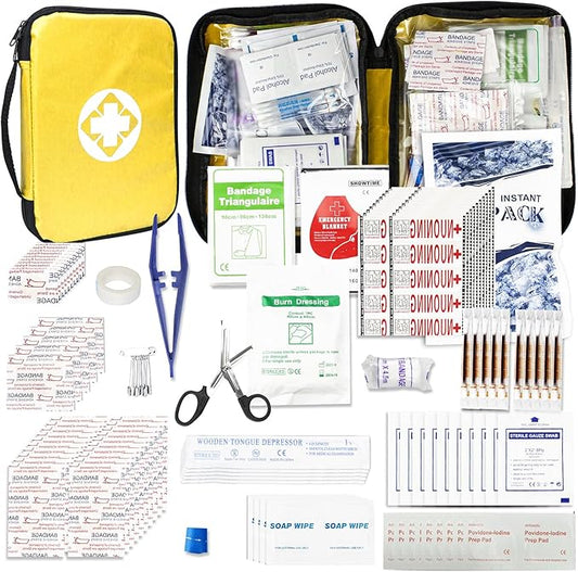 300Piece Small First Aid Kit Refill Supplies for Travel Mini Caming Emergency First Aid Kits Hiking Survival Essential Set for Outdoor Adventure, Yellow 1st Aid