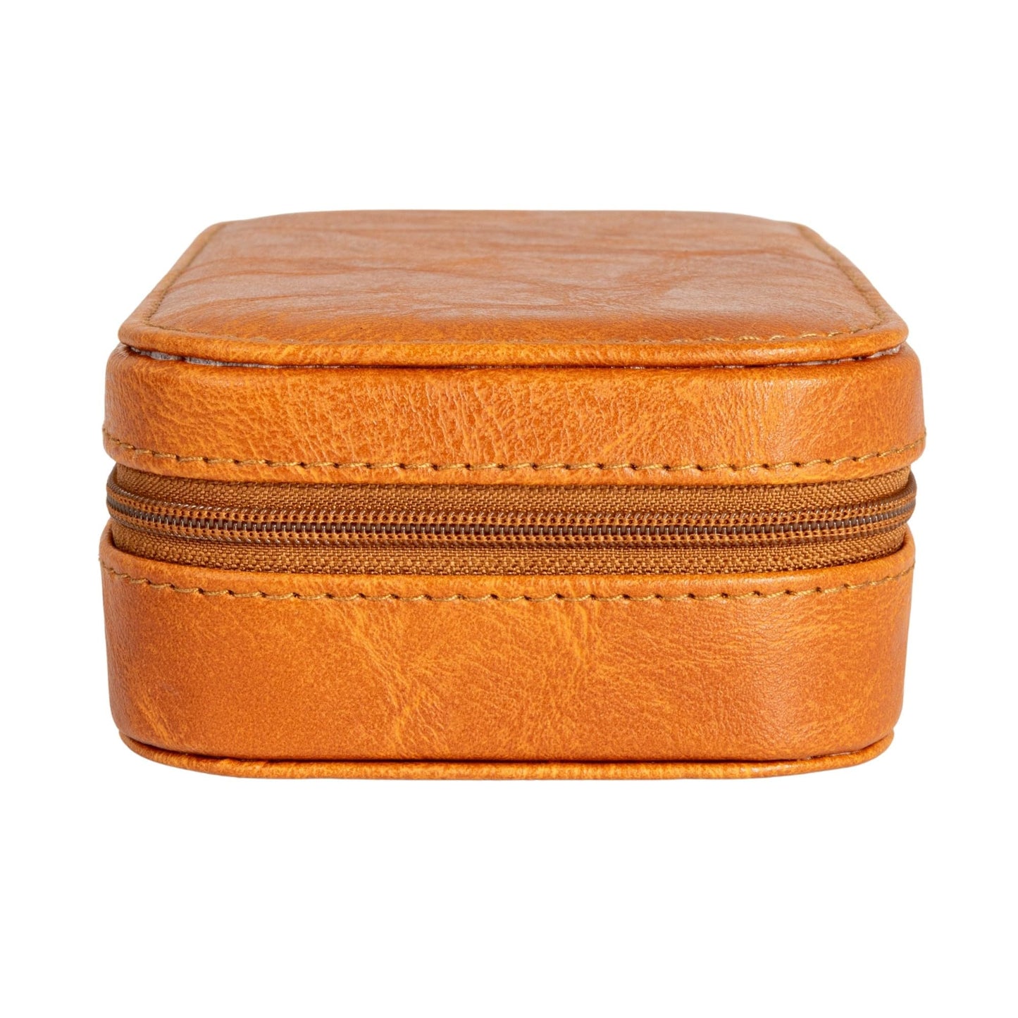 Household Essentials Vegan Leather Travel Jewelry Organizer Box, Caramel Color